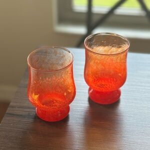 Handmade Water Glasses in Orange Glassblowing Hand Blown Glass Holiday Gift